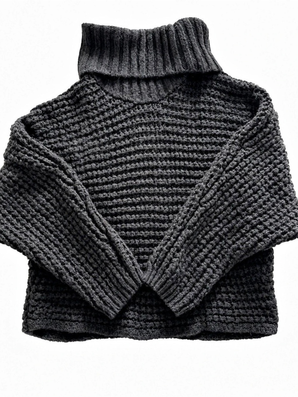 Express Textured Cowl Neck Sweater in Black Size Medium
